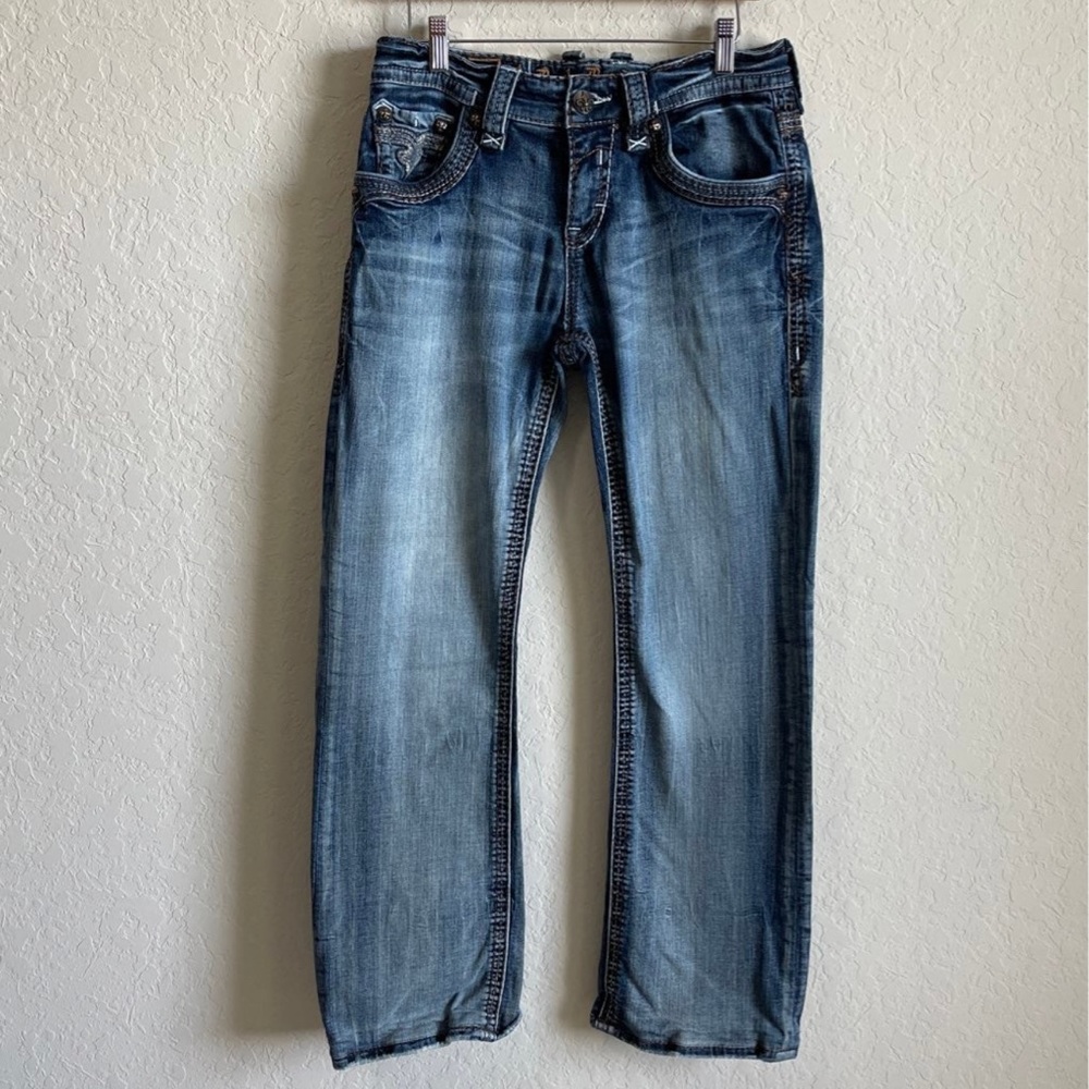 Rock Revival Blue boot cut Jeans distressed look